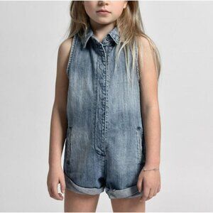 One Teaspoon Girls Cotton Blue Denim Braxton Mini Playsuit Romper Jumpsuit